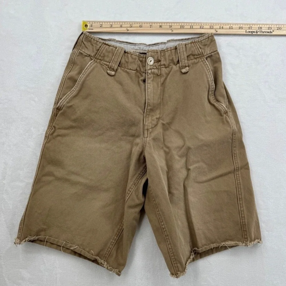 Aeropostale Shorts Kids 27 Tan Khaki Excellent Raw Hem Cotton Chino Skater